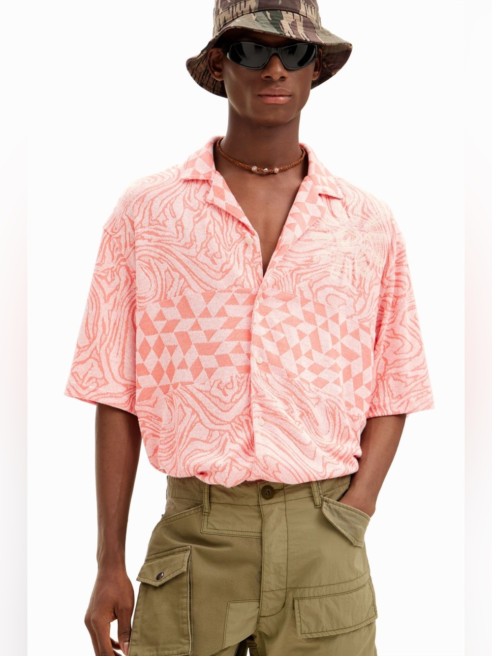 Desigual Cam _NORTHON woven short-sleeve shirt Size Large NEW